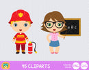 Cute Professions clipart set, Digital clip art for decoration, scrapbooking, PNG, SVG, instant download