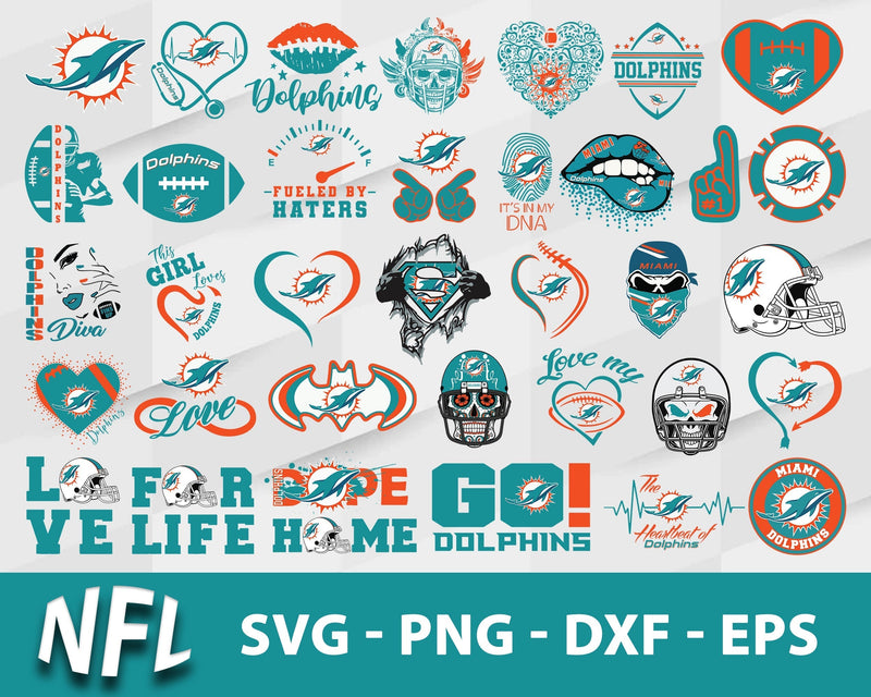 Miami Dolphins Svg Bundle, Miami Dolphins Svg, Sport Svg, Nfl Svg, Png, Dxf, Eps Digital File.