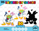 Donald and Daisy Duck Valentine's Day clipart bundle, Valentines Day SVG cut files for Cricut / Silhouette, PNG, DXF, instant download
