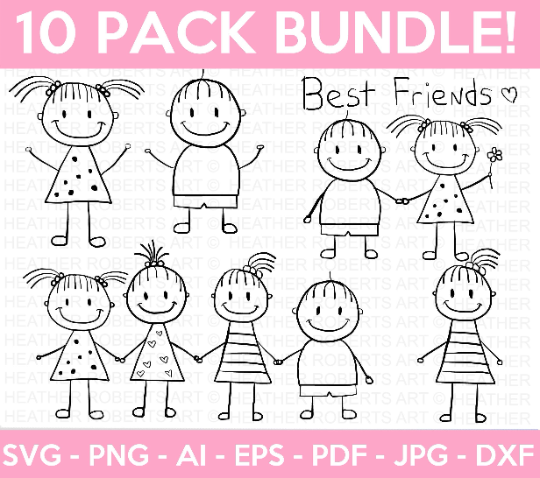 10 PACK Stick Figures SVG Bundle