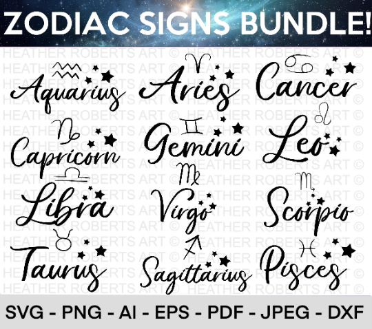 Zodiac Signs SVG Bundle