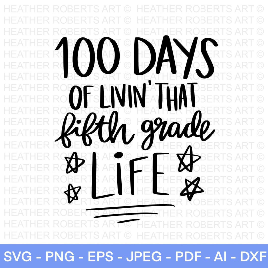 100 Days of School in Fifth Grade SVG