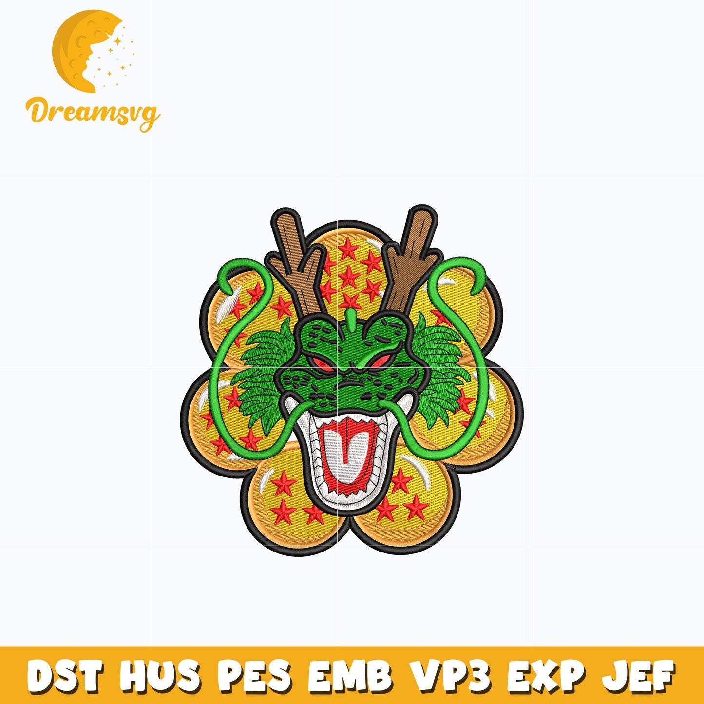 Shenron face embroidery design