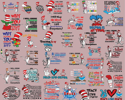 Dr seuss bundle svg, dr seuss svg, dr seuss quotes svg, png, dxf, eps digital file