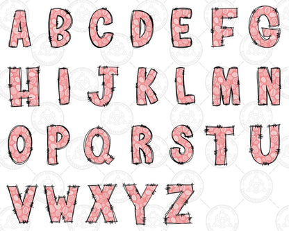 Easter Doodle Alphabet Bundle, Easter PNG Letters, Sublimation, Easter Day Png, Easter Font, Digital Download
