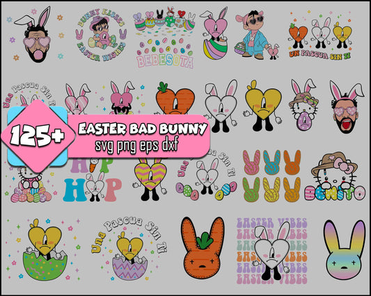 125+ Easter Day Bad Bunny Png Bundle, Bad Bunny Svg, Easter Png, Easter Benito Png, Un Pascua Sin Ti , Instant Download