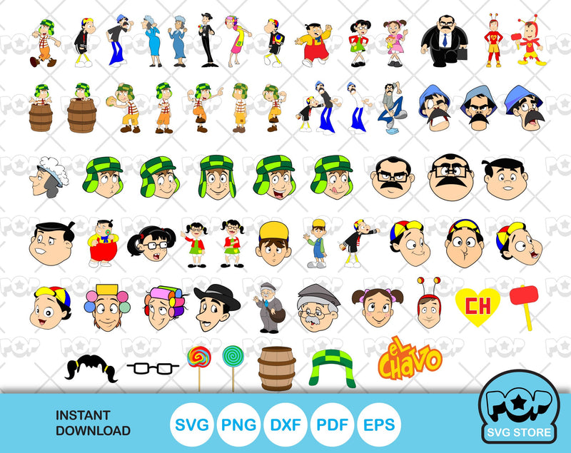 El Chavo Del Ocho clipart set, El Chavo SVG cut files for Cricut / Silhouette, instant download