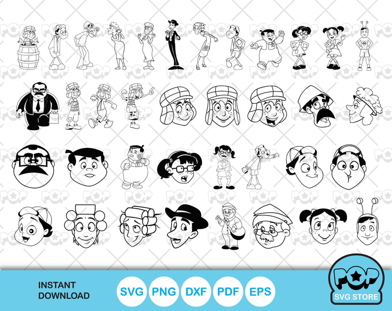 El Chavo Del Ocho clipart set, El Chavo SVG cut files for Cricut / Silhouette, instant download