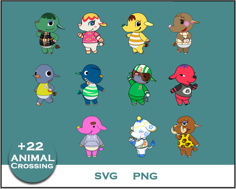 22+ Elephants Svg Bundle, Animal Crossing Svg Bundle, Animal Crossing Svg, Cartoon svg, png digital file