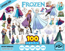 Disney Frozen 100 cliparts bundle, Frozen SVG cut files for Cricut / Silhouette, Frozen Princesses PNG