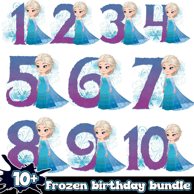 Frozen Birthday Bundle 10+ PNG