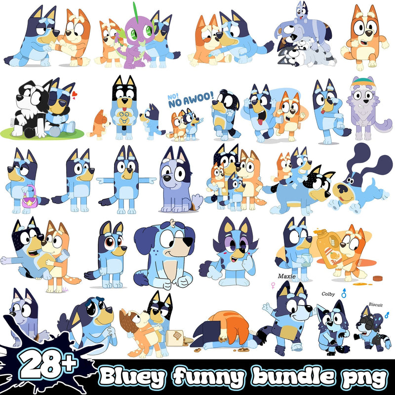 Funny Bluey PNG Bundle, Funny Bluey Clipart Images, Funny Bluey PNG Transparent