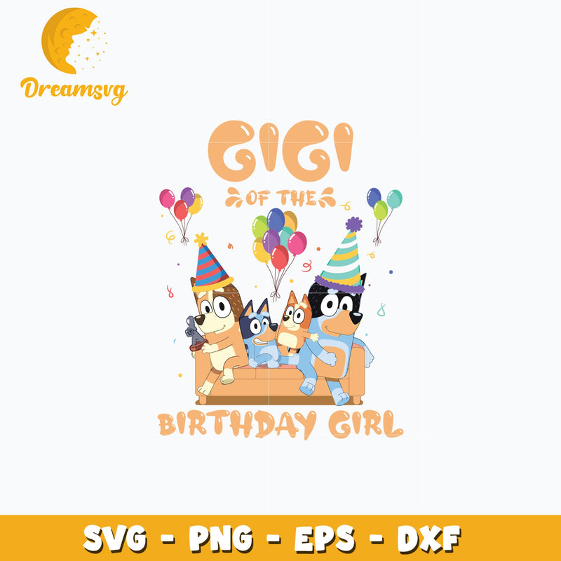 Bluey gigi of the birthday girl cartoon svg