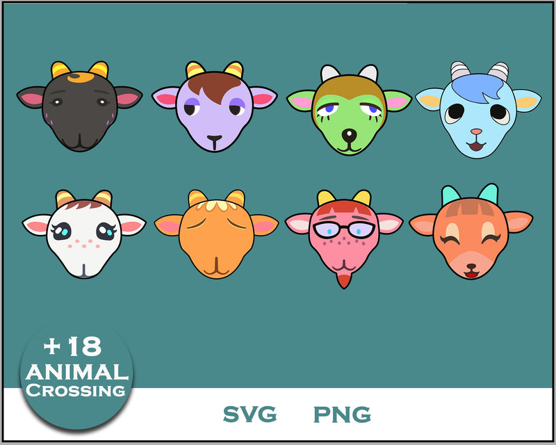 18+ Goat Svg Bundle, Animal Crossing Svg Bundle, Animal Crossing Svg, Cartoon svg, png digital file