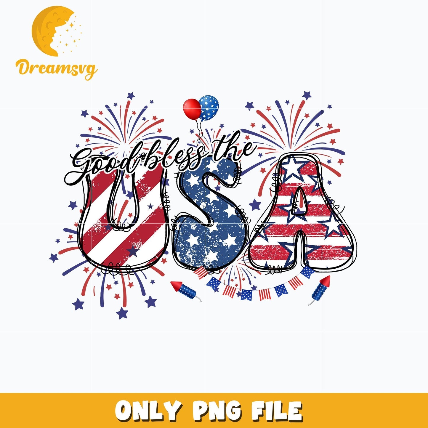 God Bless The USA design Png