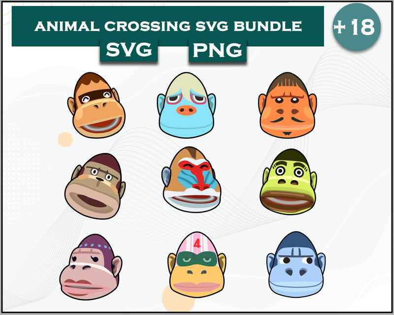 18+ Gorilla Svg Bundle, Animal Crossing Svg Bundle, Animal Crossing Svg, Cartoon svg, png digital file