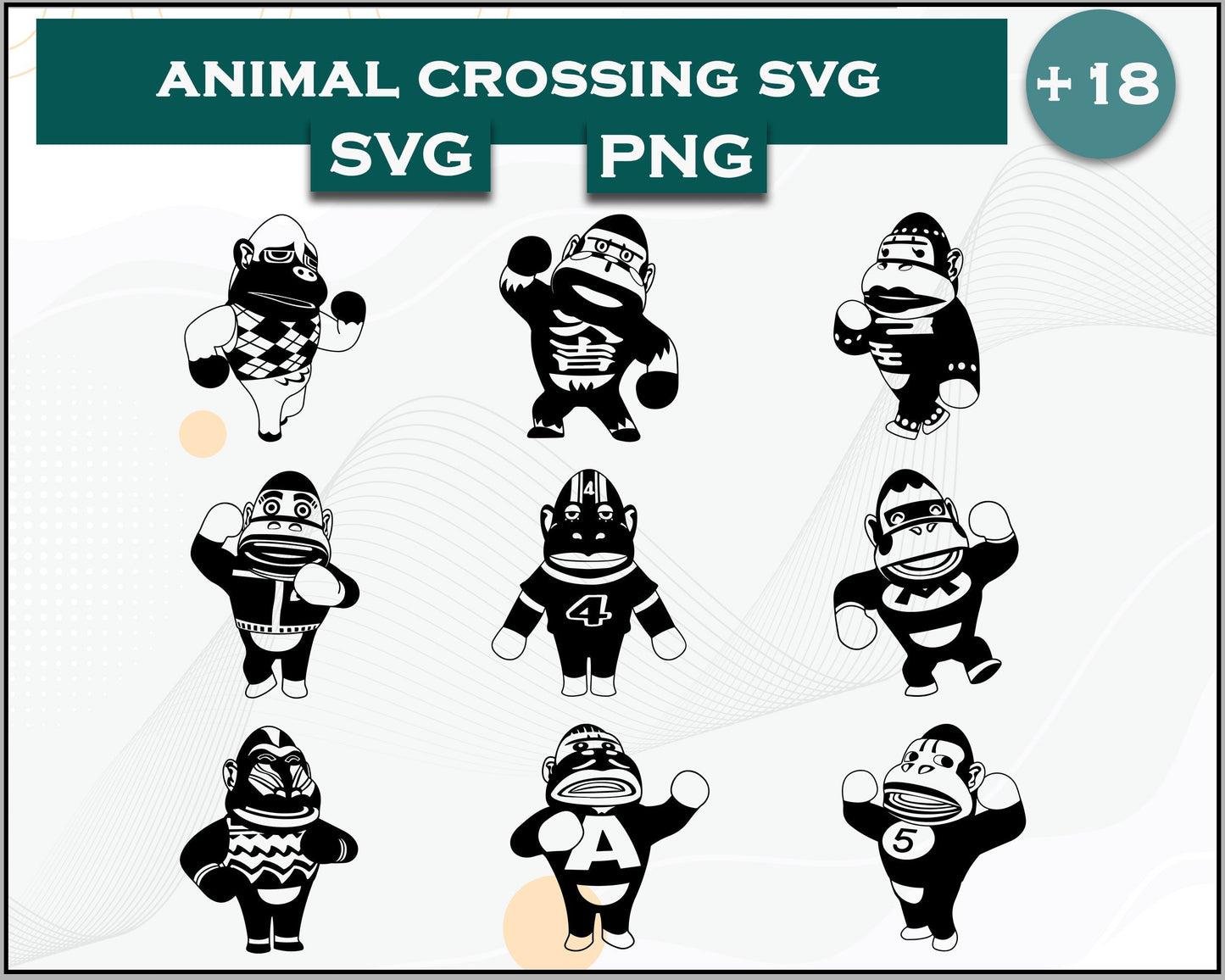18+ Gorilla Svg Bundle, Animal Crossing Svg Bundle, Animal Crossing Svg, Cartoon svg, png digital file