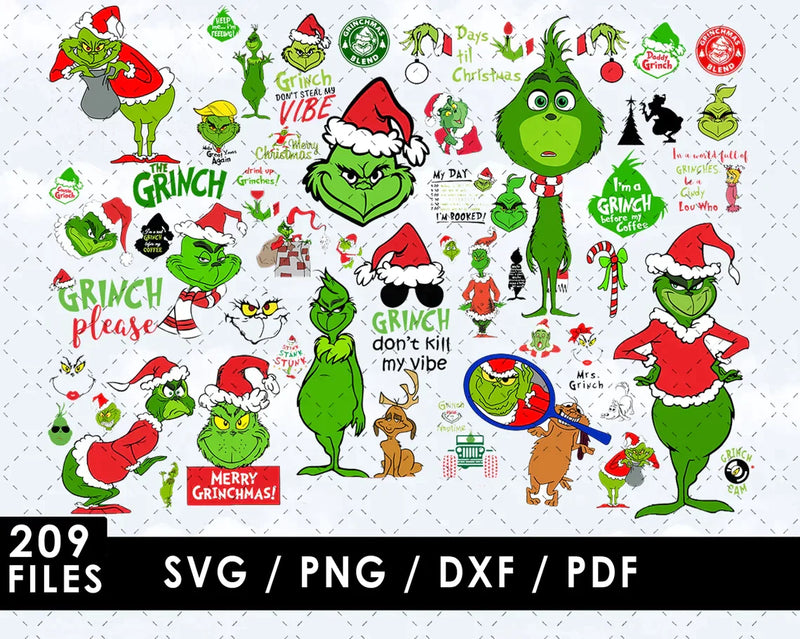 Grinch Christmas SVG, Grinch PNG, Grinch Christmas PNG, Grinch Face SVG Cricut, Silhouette Vector Cut Files