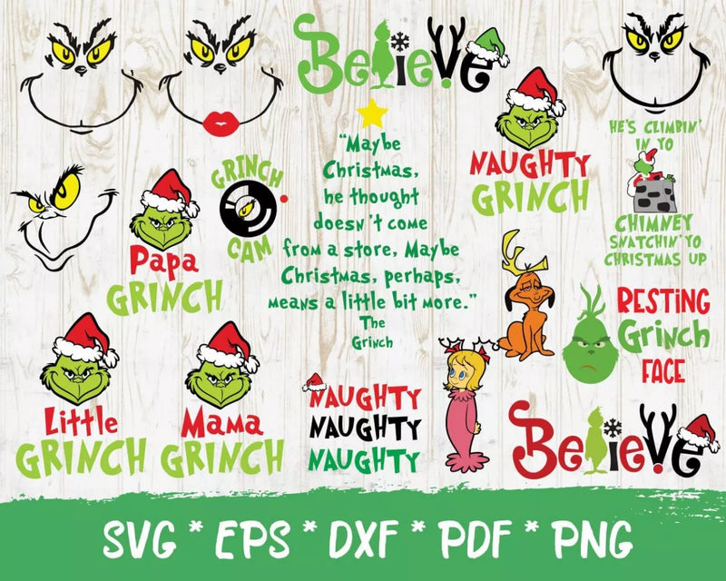 The Grinch Clipart Bundle, PNG & SVG Cut Files for Cricut & Silhouette