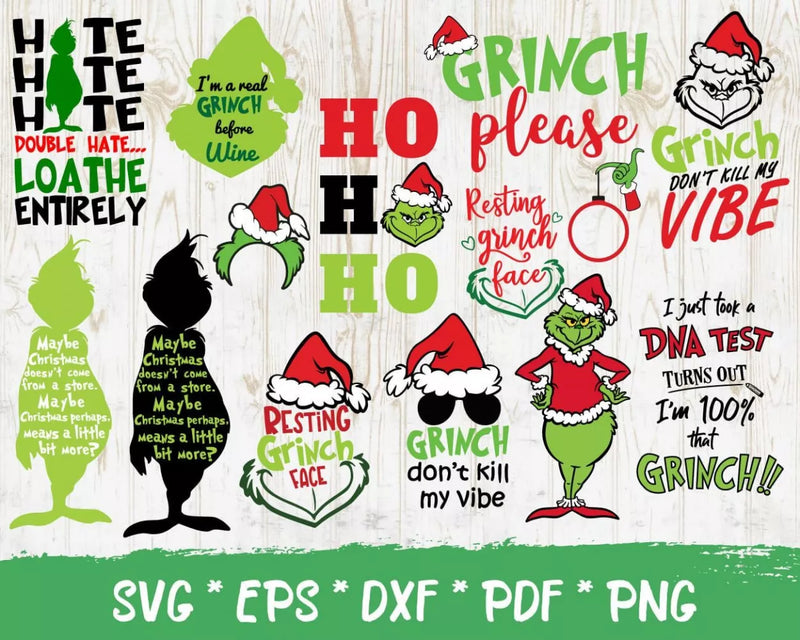 The Grinch Clipart Bundle, PNG & SVG Cut Files for Cricut & Silhouette