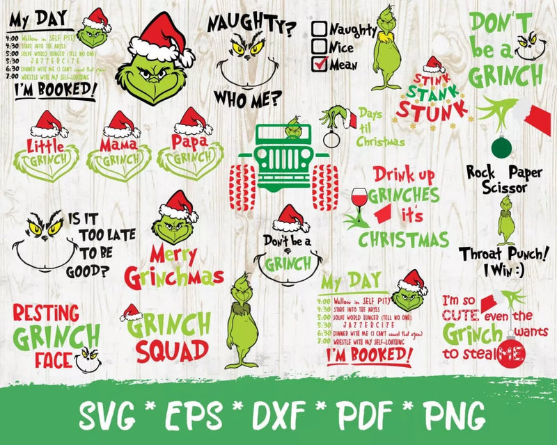 The Grinch Clipart Bundle, PNG & SVG Cut Files for Cricut & Silhouette