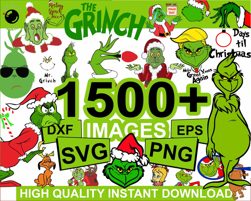 Version 2.0 - Ultimate Grinch Bundle SVG, Grinch SVG, Grinch Cutting Image, Christmas Grinch svg png eps dxf jpg