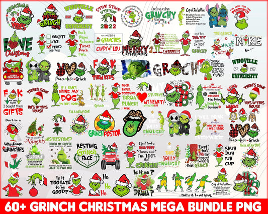 60+ Grinch Christmas Bundle PNG, Grinch png bundle, Grinch Xmas Cutting Image, Christmas Grinch svg