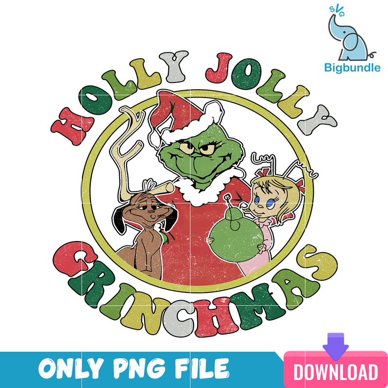 Holly Jolly Retro Grinchmas PNG