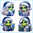 Boujee blue Grinch girl png bundle, cute grinchmas png bundle