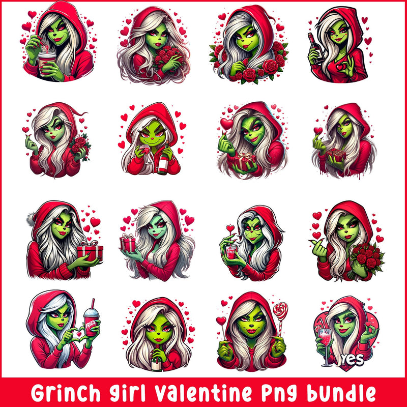 Grinch girl valentine png bundle