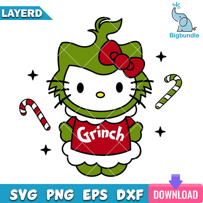 Cute Grinch Hello Kitty SVG