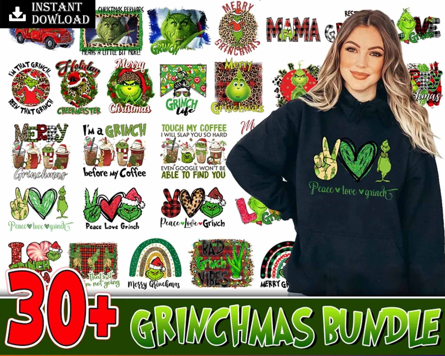 Version 2.0 - 30 Grinch Christmas Bundle PNG, Grinch png 2022 bundle, Grinch Cutting Image, Christmas Grinch digtial files