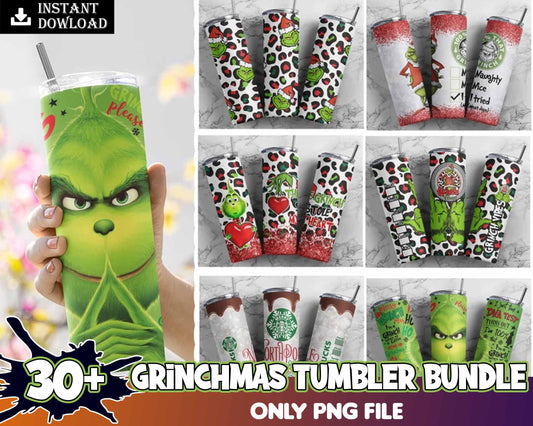 30+ The Grinchmas 20oz skinny tumbler 2022 designs PNG, Christmas Grinch PNG, Xmas 20oz tumbler