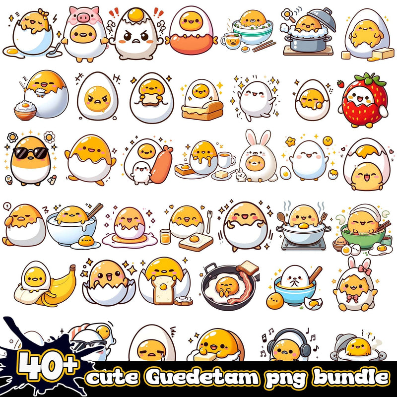 Cute Gudetama Bundle 40+ PNG