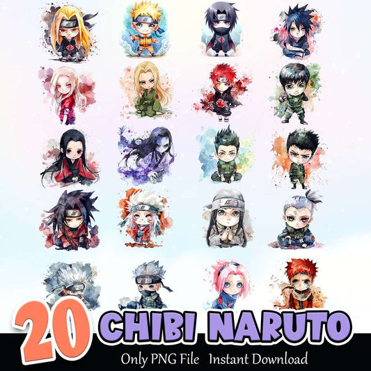 Chibi Naruto PNG Bundle Sublimation Instant Download