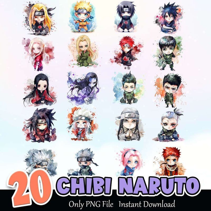 Chibi Naruto PNG Bundle Sublimation Instant Download