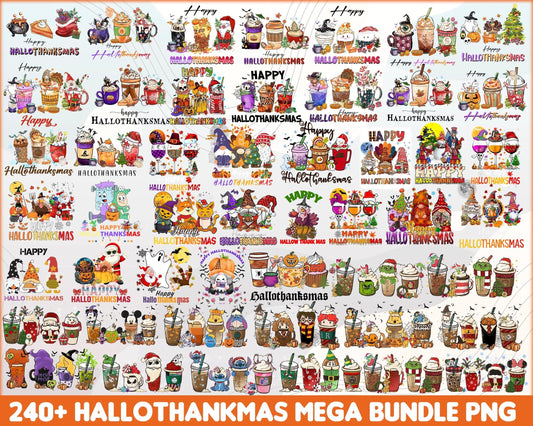 240+ Hallothanksmas Coffee PNG, Disney Christmas coffee PNG, Christmas princess cafe 2022 digital bundle, Halloween designs bundle, Digital files