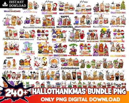 240+ Hallothanksmas Coffee PNG, Disney Christmas coffee PNG, Christmas princess cafe 2022 digital bundle, Halloween designs bundle, Digital files