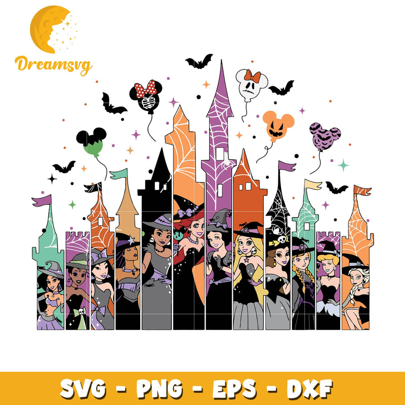 halloween disney princess svg, disney castle svg