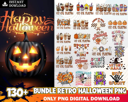 Retro Halloween Ghost PNG Sublimation Bundle | Retro Sublimation PNG, Designs Downloads, PNG Clipart, Sublimation Download