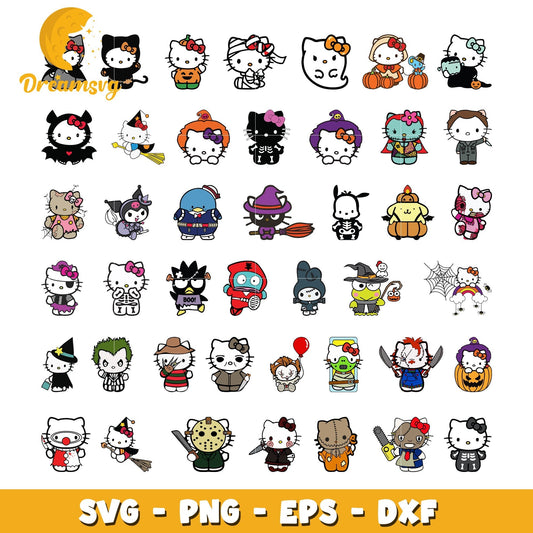 Hello kitty horror design bundle svg, halloween hello kitty svg