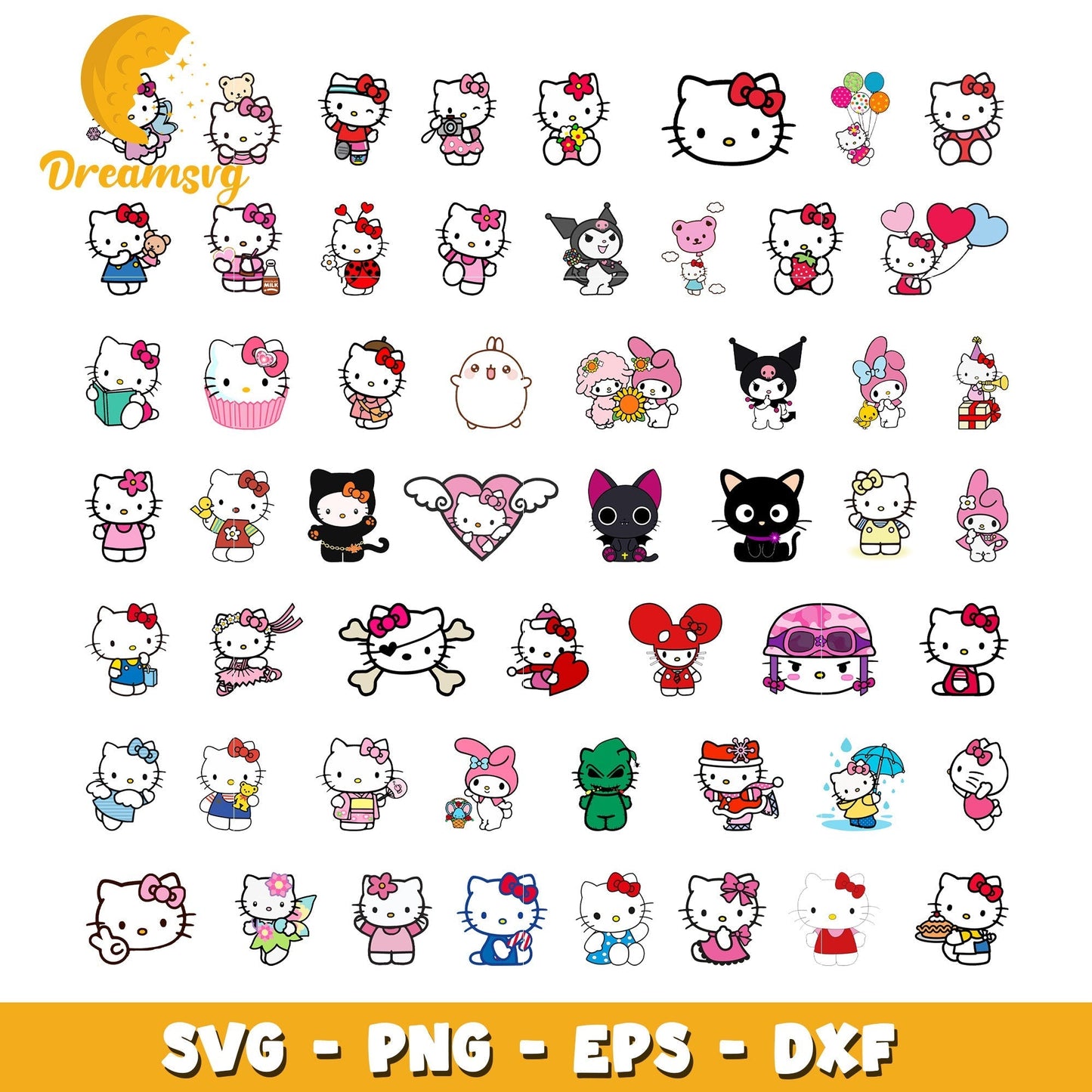 Hello kitty cute design bundle svg, sanrio hello kitty watch svg