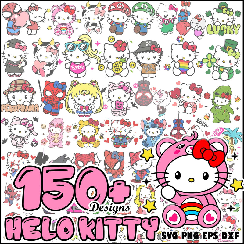 Hello Kitty SVG Bundle, Hello Kitty PNG, Hello Kitty SVG for Cricut, Hello Kitty Silhouette Vector Cut Files