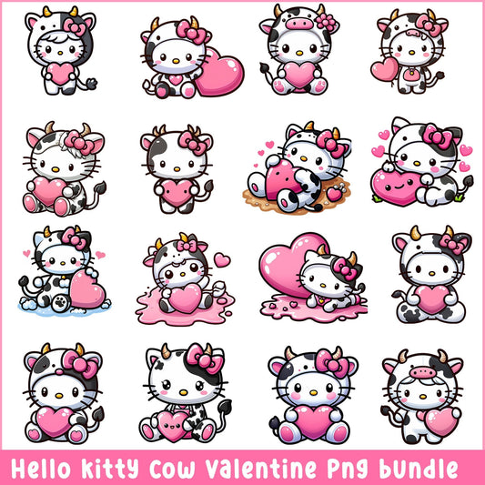 Hello kitty cow valentine png bundle