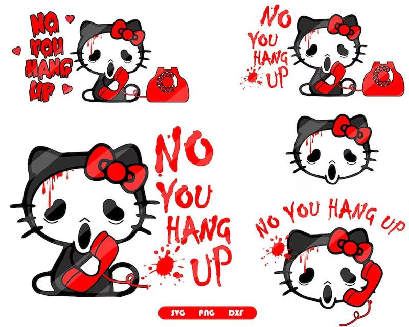 Hello Kitty horror Bundle svg, Kawaii kitty halloween svg