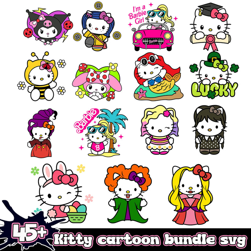 Hello kitty cartoon svg bundle