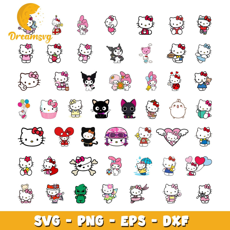 Sanrio hello kitty design bundle svg, hello kitty characters svg