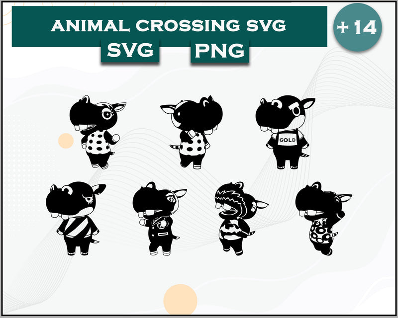 14+ Hippo Svg Bundle, Animal Crossing Svg Bundle, Animal Crossing Svg, Cartoon svg, png digital file