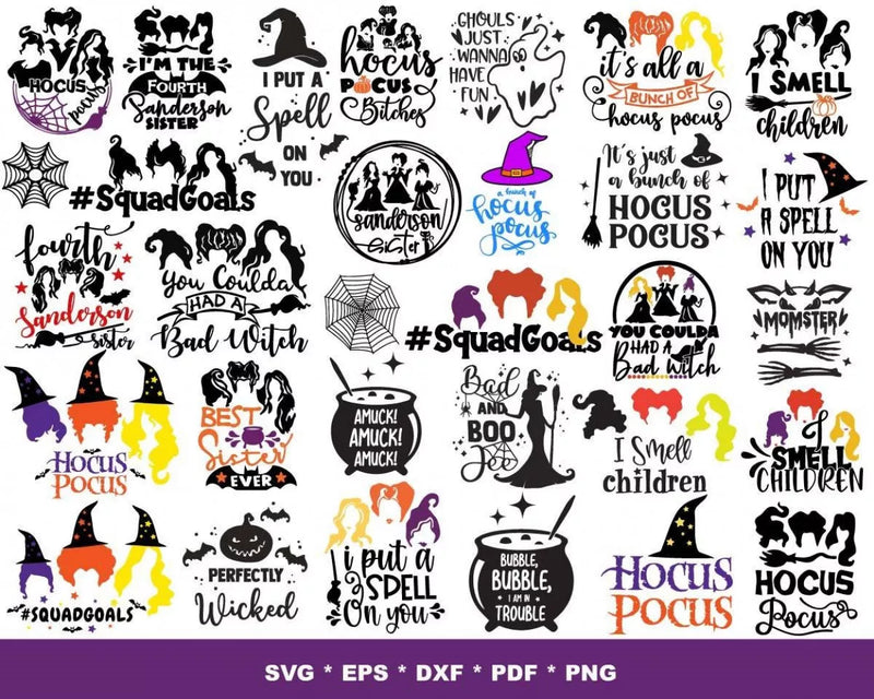 Hocus Pocus Clipart Bundle, PNG & SVG Cut Files for Cricut & Silhouette