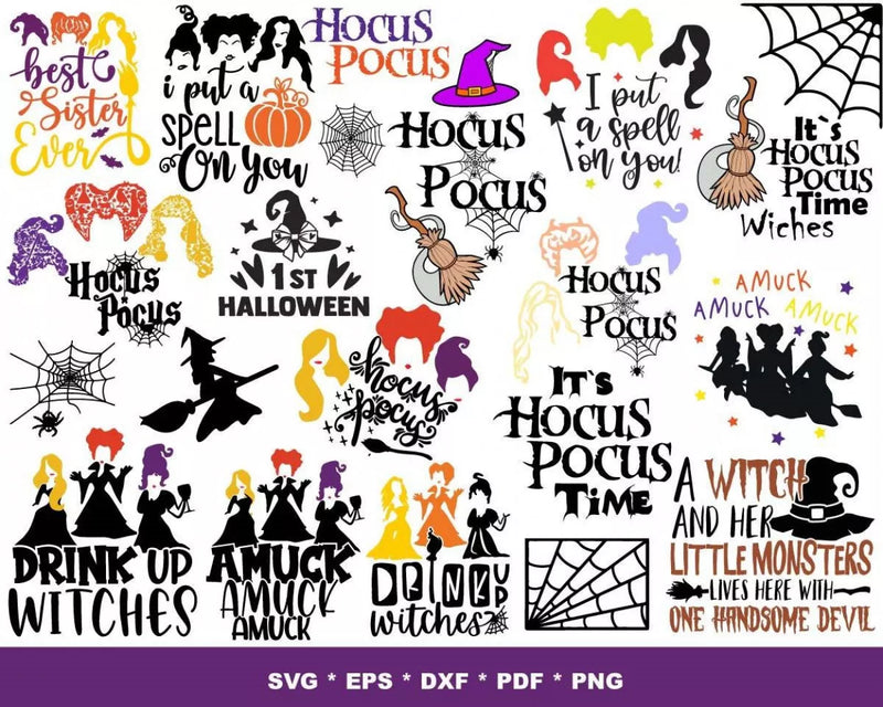 Hocus Pocus Clipart Bundle, PNG & SVG Cut Files for Cricut & Silhouette